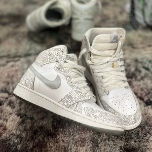 Women’s White and Grey Nike Hightops